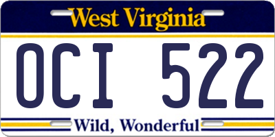 WV license plate OCI522