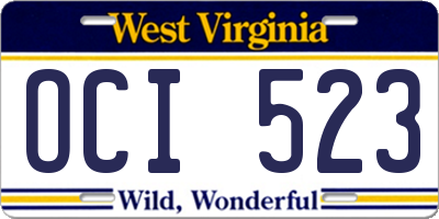 WV license plate OCI523