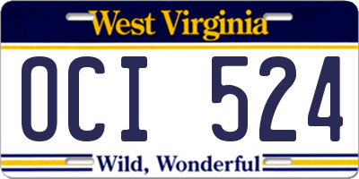 WV license plate OCI524