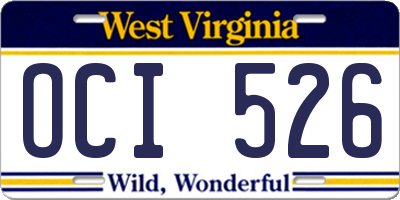 WV license plate OCI526
