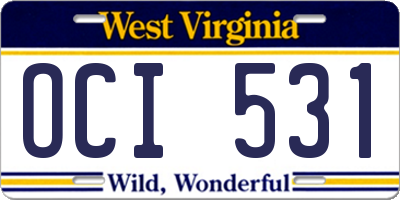 WV license plate OCI531