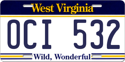 WV license plate OCI532