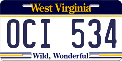 WV license plate OCI534