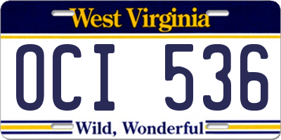 WV license plate OCI536