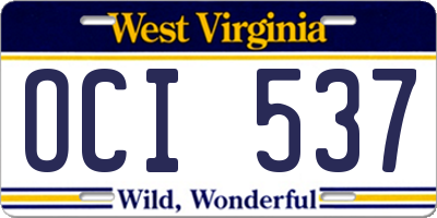 WV license plate OCI537