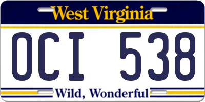 WV license plate OCI538
