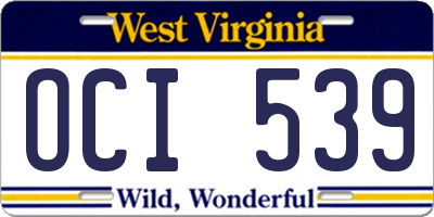 WV license plate OCI539