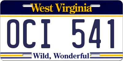 WV license plate OCI541