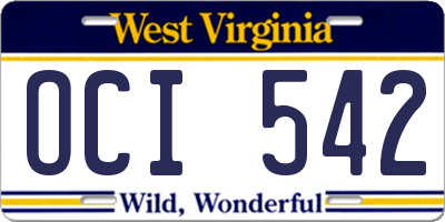 WV license plate OCI542
