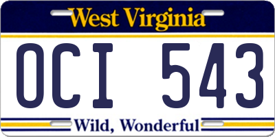 WV license plate OCI543