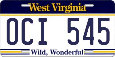 WV license plate OCI545