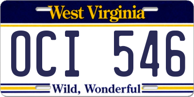 WV license plate OCI546