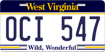 WV license plate OCI547