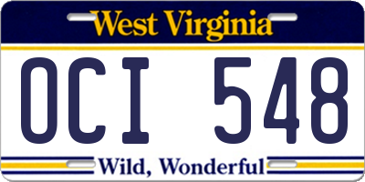 WV license plate OCI548
