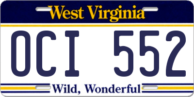 WV license plate OCI552