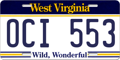 WV license plate OCI553