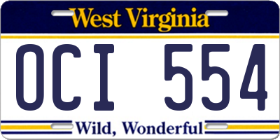 WV license plate OCI554