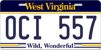 WV license plate OCI557