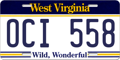 WV license plate OCI558
