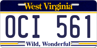 WV license plate OCI561