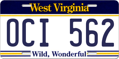 WV license plate OCI562