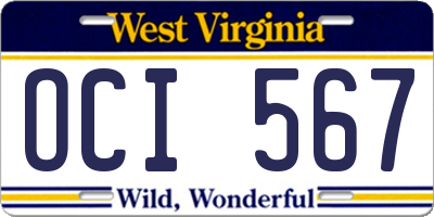 WV license plate OCI567
