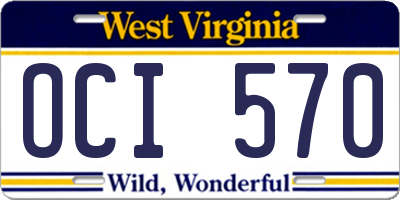 WV license plate OCI570
