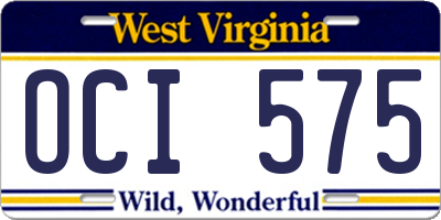 WV license plate OCI575