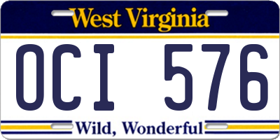 WV license plate OCI576
