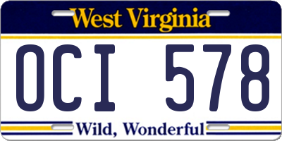 WV license plate OCI578