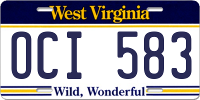 WV license plate OCI583