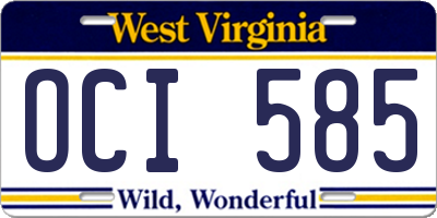 WV license plate OCI585