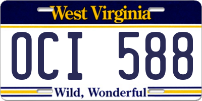 WV license plate OCI588