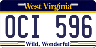 WV license plate OCI596