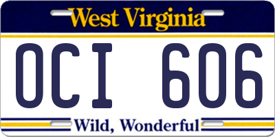 WV license plate OCI606