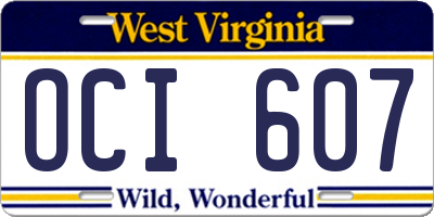 WV license plate OCI607