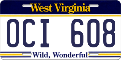 WV license plate OCI608