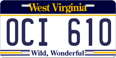WV license plate OCI610