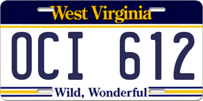 WV license plate OCI612