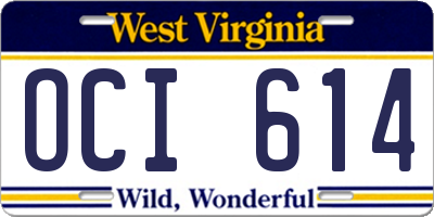 WV license plate OCI614