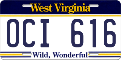 WV license plate OCI616