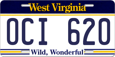 WV license plate OCI620