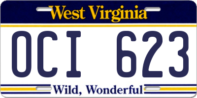 WV license plate OCI623