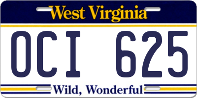 WV license plate OCI625