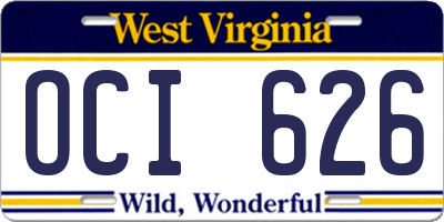 WV license plate OCI626