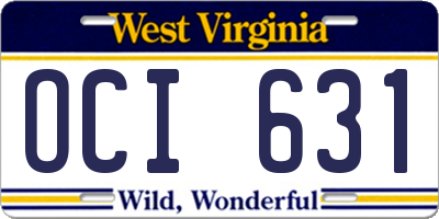 WV license plate OCI631