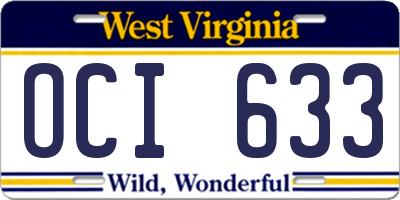 WV license plate OCI633