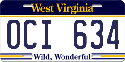 WV license plate OCI634