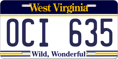 WV license plate OCI635