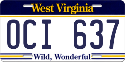 WV license plate OCI637